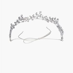 Jennifer Behr Silver Crystal Leaf Headband